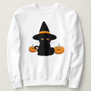 Camiseta Amigos de Cartoon Bonitos do Halloween, Gato Negra