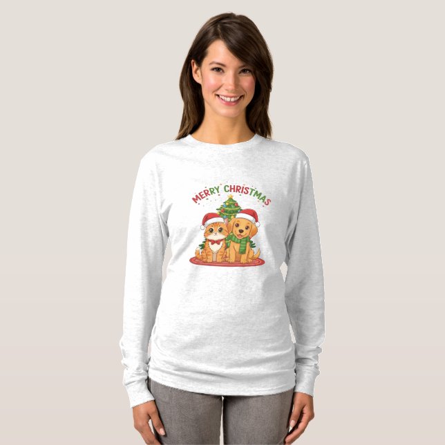 Camiseta Amigos de Estimação de Natal (Frente Completa)