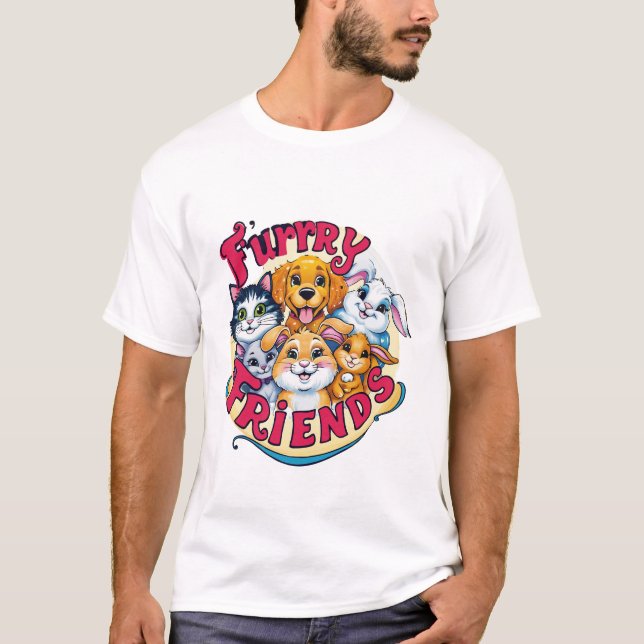 Camiseta Amigos de Furto Whimsical: Companheiros de Pet Vib (Frente)