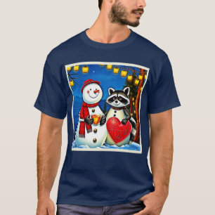 Camiseta Amigos de Inverno: Design de Alegria de Boneco de 