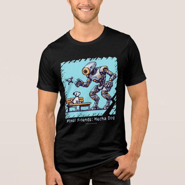 Camiseta Amigos de Pixel: Cachorro Mecha (Man Tshirt) (Funn (Frente)