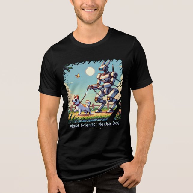 Camiseta Amigos de Pixel: Cachorro Mecha (Man Tshirt) (Funn (Frente)