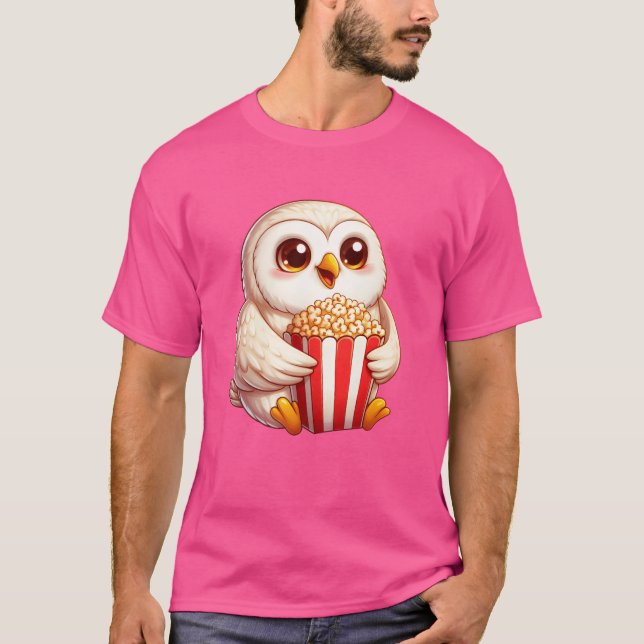 Camiseta Amigos de Wise Snow Owl Popcorn Movie Night (Frente)