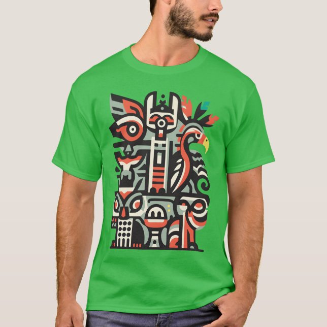 Camiseta amigos do estilo abstrato bird tiki (Frente)