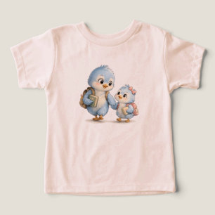 Camiseta Amigos do Pássaro Azul Rosa Crianças
