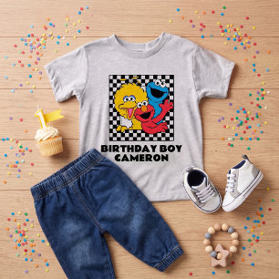 Camiseta Amigos do Sesame Street Menino de Aniversário Xadr