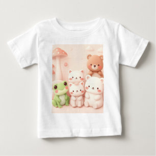 Camiseta Amigos do Urso da Floresta Kawaii e Coelho Berçári