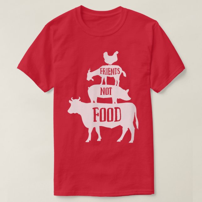 Camiseta Amigos do Veganestuário Não Comida Mundo Vegan Mês (Frente do Design)