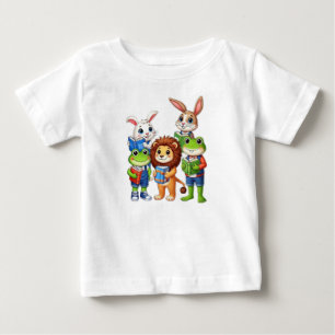 Camiseta Amigos e Livros de Animais para Pequenos Aprendent