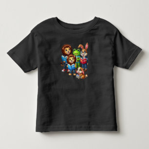 Camiseta Amigos e Livros de Animais para Pequenos Aprendent