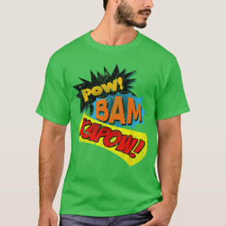 Camiseta Amigos Efeito Sonoro de Quadrinhos Pow Bam Kapow