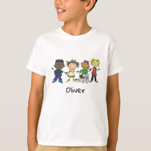 Camiseta Amigos - Estilo de Cartoon Crianças Segurando Mã