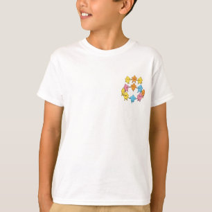Camiseta Amigos Estrelas Coloridos Dançando Alegres Criança
