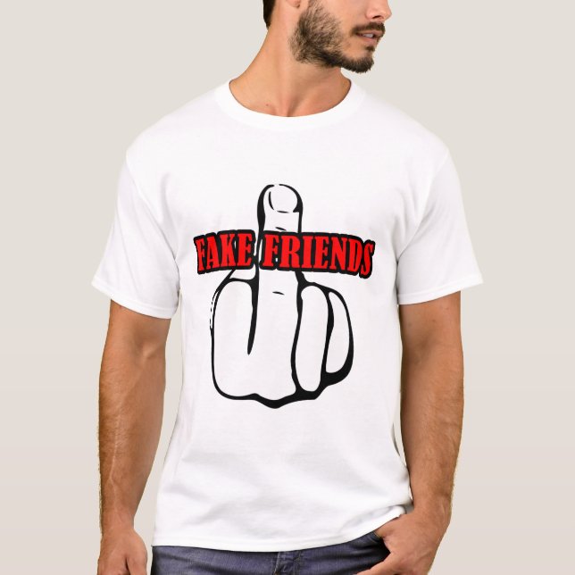 Camiseta Amigos falsos de dedo médio (Frente)