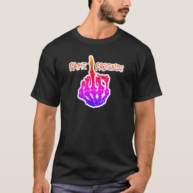 Camiseta Amigos falsos de gradiente de cores (Frente)