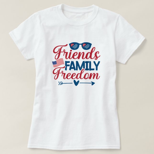 Camiseta Amigos, Família e Liberdade (Frente do Design)