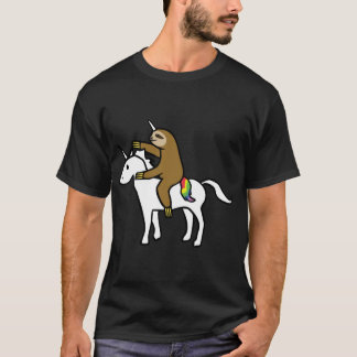 Camiseta Amigos familiares do Unicórnio Cavalgando Slothico