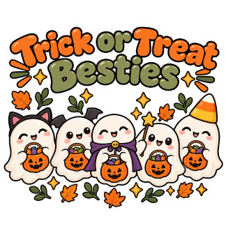 Camiseta Amigos Fantasmas Kawaii Fofos Doces ou Travessuras