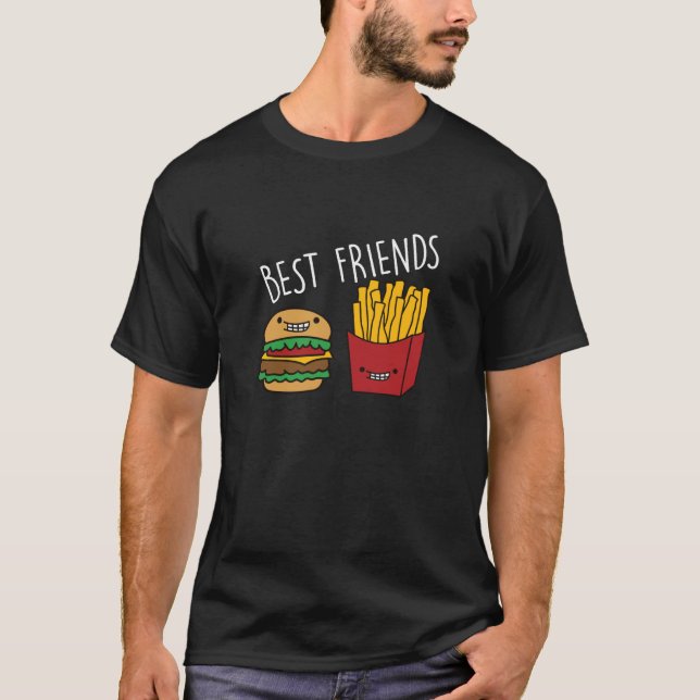 Camiseta Amigos Fries Cheeseburger Burger Rápido Burger Com (Frente)