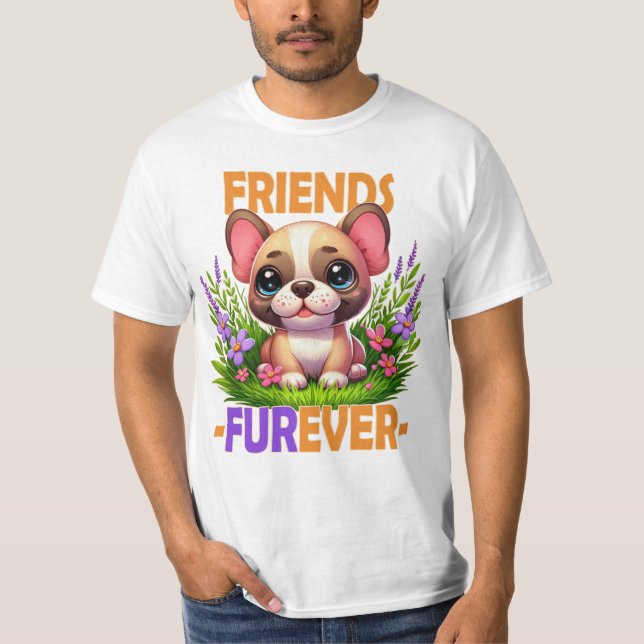 Camiseta Amigos Fuere. Cãozinho-cachorro-do-Bulgue francês  (Frente)