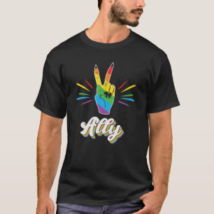 Camiseta Amigos LGBT Ally Orgulho gay Biting Lip Rainbow Pe