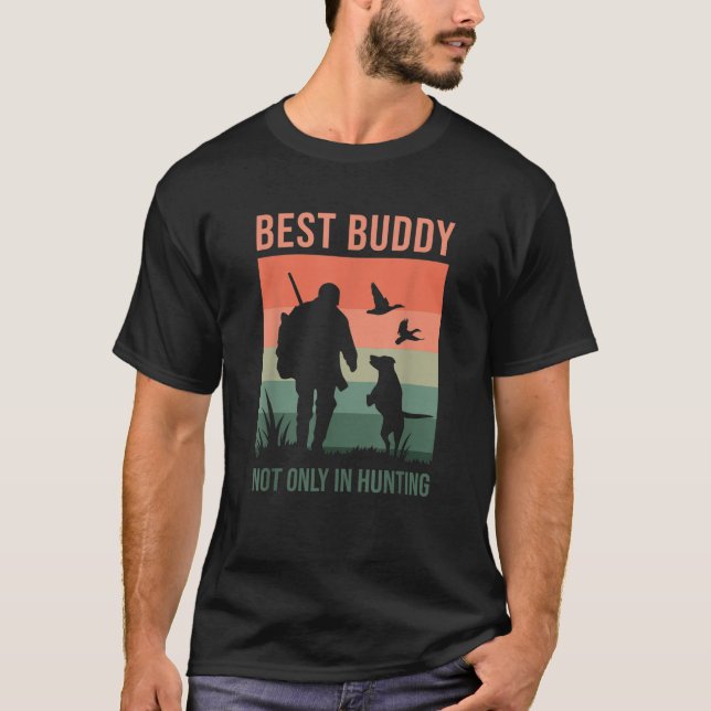 Camiseta Amigos Na Caça De Pássaros Caçando Cães (Frente)