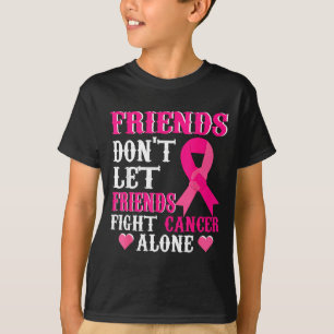 Camiseta Amigos Não Lutam Contra o Câncer de Mama Sozinhos