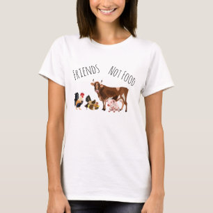 Camiseta Amigos Não São Comida Vaca Galo Vegan