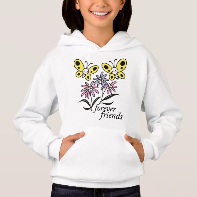 Camiseta Amigos para Sempre Borboletas e Flores Fofas (Frente)
