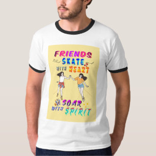 Camiseta Amigos Patinam Com Coração Voam Com Espírito