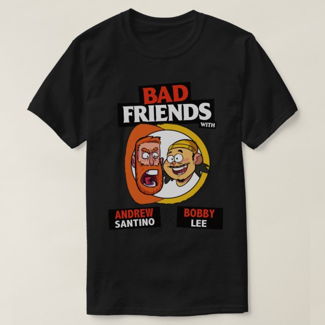 CAMISETA AMIGOS RUINS PODCAST - BOBBY LEE - ANDREW SANTINO (Frente do Design)