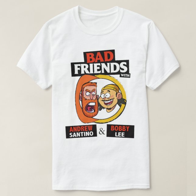 CAMISETA AMIGOS RUINS PODCAST - BOBBY LEE - ANDREW SANTINO  (Frente do Design)