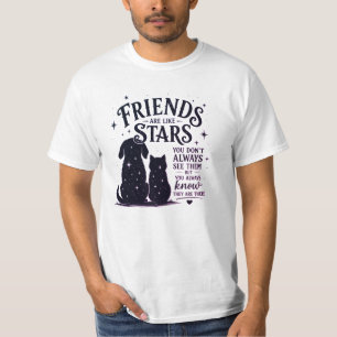 Camiseta Amigos São Como Estrelas Gato & Cachorro Inspirado