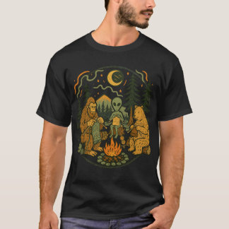 Camiseta Amigos Sasquatch Alien Fogueira – U Criptídeo Engr