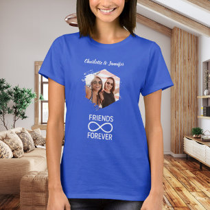 Camiseta Amigos sempre infinitos nomes de fotos azuis