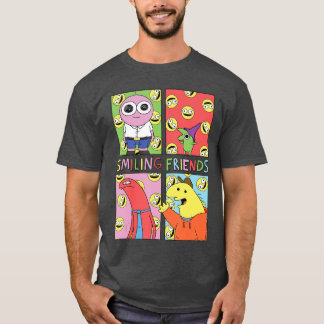 Camiseta Amigos Sorridente Grade de Personagens Pop Art Eng