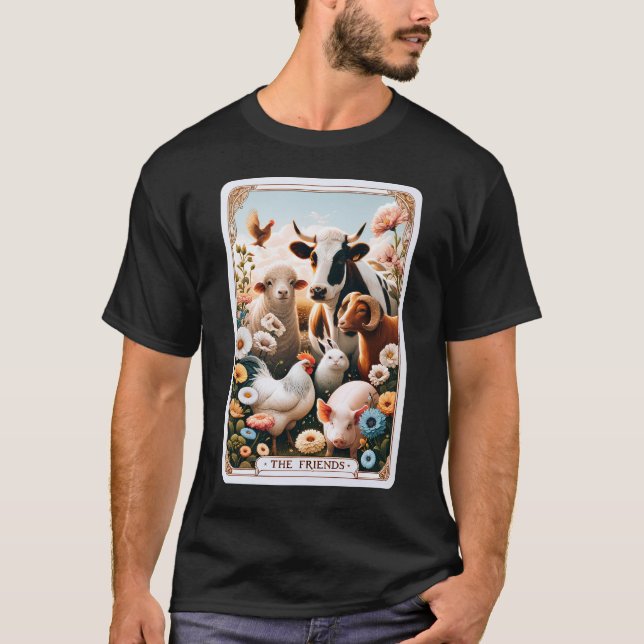 Camiseta Amigos Tarot Card Vegan Vegetarian Animal (Frente)