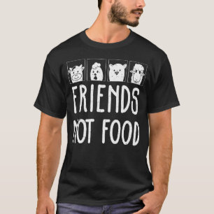 Camiseta Amigos Veganos Não Comida Porco Vaca Frango Animal