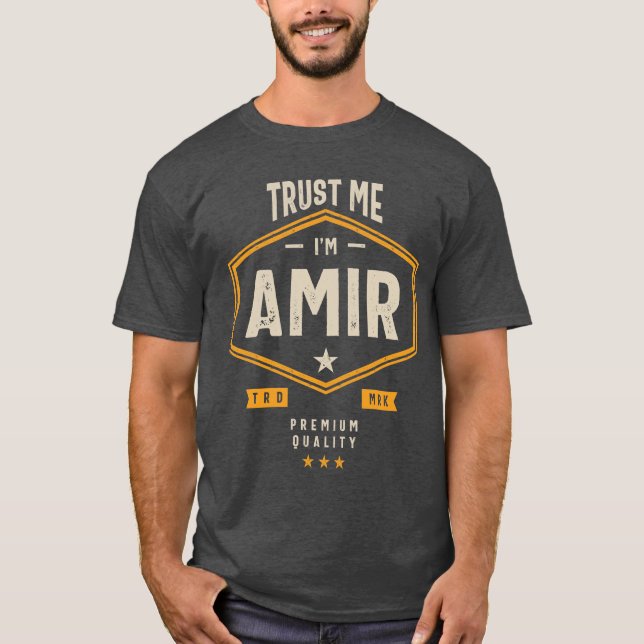 Camiseta Amir Personalizado Nome Aniversário Presente (Frente)