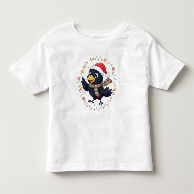 Camiseta AMITA | Cheerful Crow - Holiday Lights (Frente)