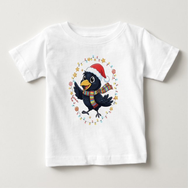 Camiseta AMITA | Cheerful Crow - Holiday Lights (Frente)