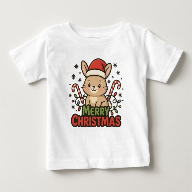 Camiseta AMITA | Cute Bunny Merry Christmas (Frente)