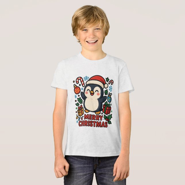 Camiseta AMITA | Merry Christmas Penguin (Frente Completa)