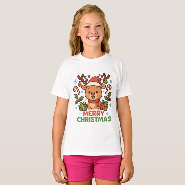 Camiseta AMITA  - Merry Christmas Reindeer (Frente Completa)