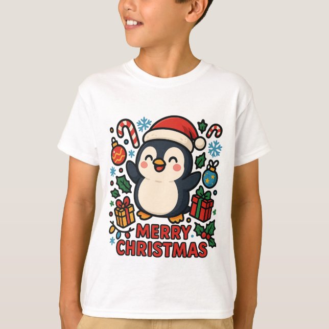 Camiseta AMITA | Pinguim Feliz Natal (Frente)