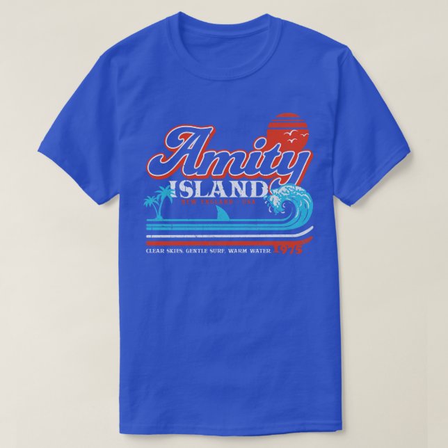Camiseta Amity Island Retro Universal UCS LLC (Frente do Design)