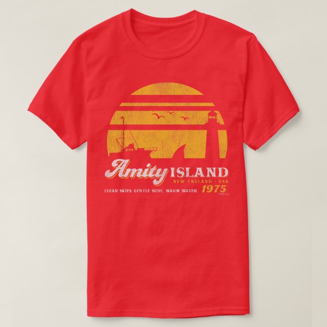 Camiseta Amity Island Sunset Vestido Universal UCS LLC (Frente do Design)