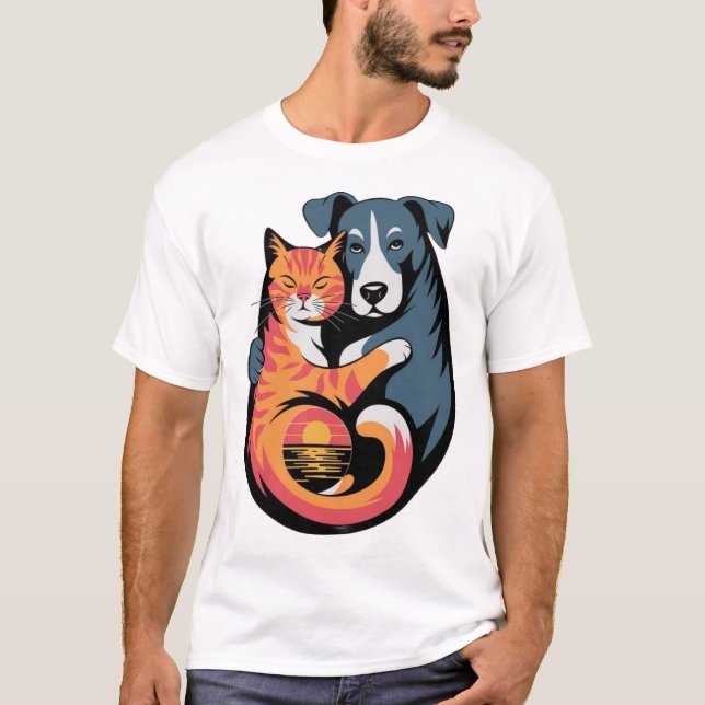 Camiseta Amizade de Cães e Gatos (Frente)