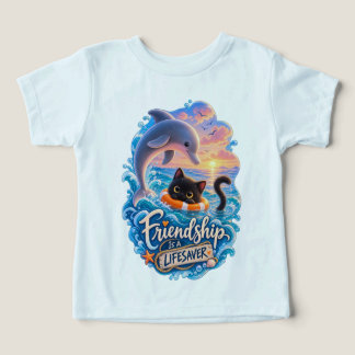Camiseta Amizade é um salva-vidas Golfinho & Gatinho para c