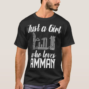 Camiseta Amman Jordan City Skyline Map Viagem 1